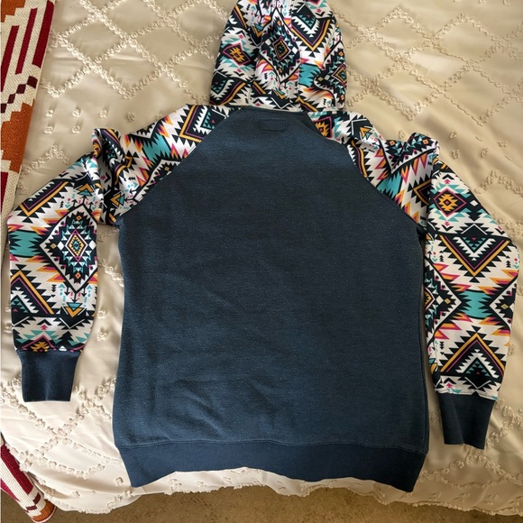 Hooey Slate Blue Aztec Pendleton Roundup hooded sweatshirt - Picture 2 of 6